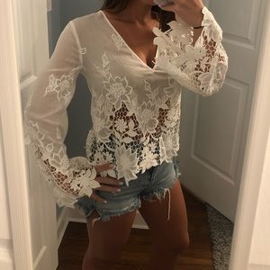 Bodell Crochet White Top